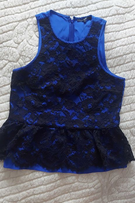 Top peplum dantelă albastru negru