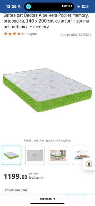 Pat dormitor Frankfurt (Ambianta) + saltea noua!