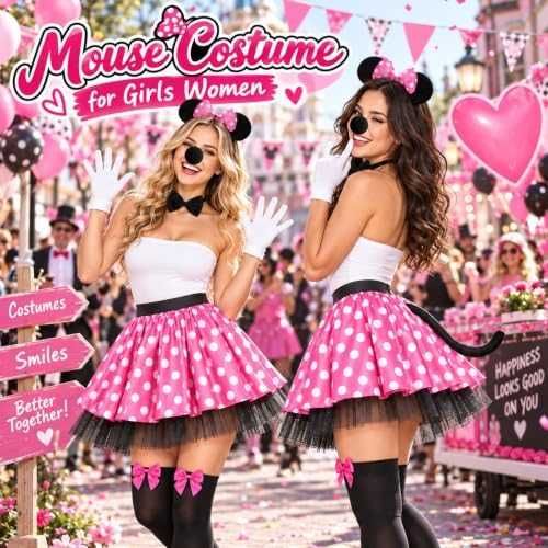 Нов Дамски костюм Мини Маус за Хелоуин карнавал парти с ръкавици опашка и чорапи 7 части