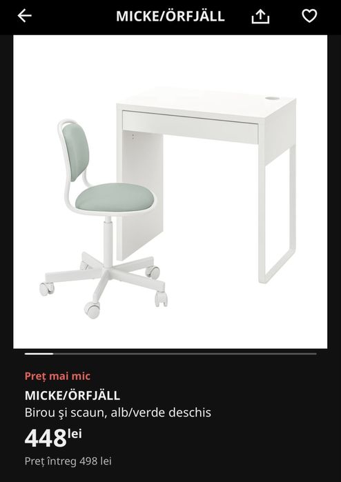 Set Birou de Copii și Scaun Ergonomic - IKEA (Folosite)