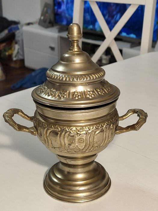Bomboniera/vas agheasma din alama, vintage, Maroc