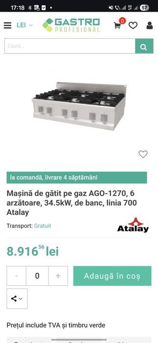 Masina gatit pe gaz, aparate pentru gatit 4-6 ochiuri