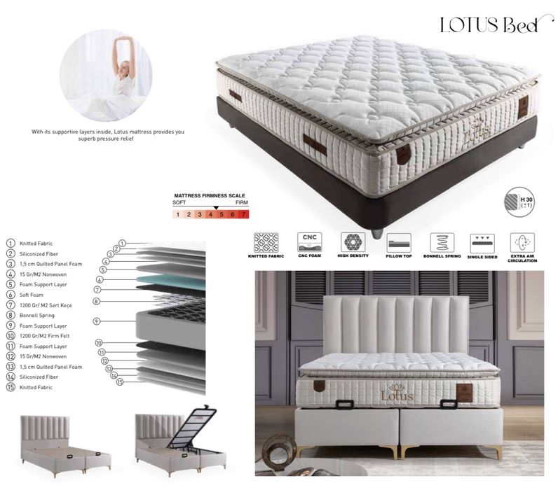 Тапицирана спалня Lotus Bed - Venus Soft Cream