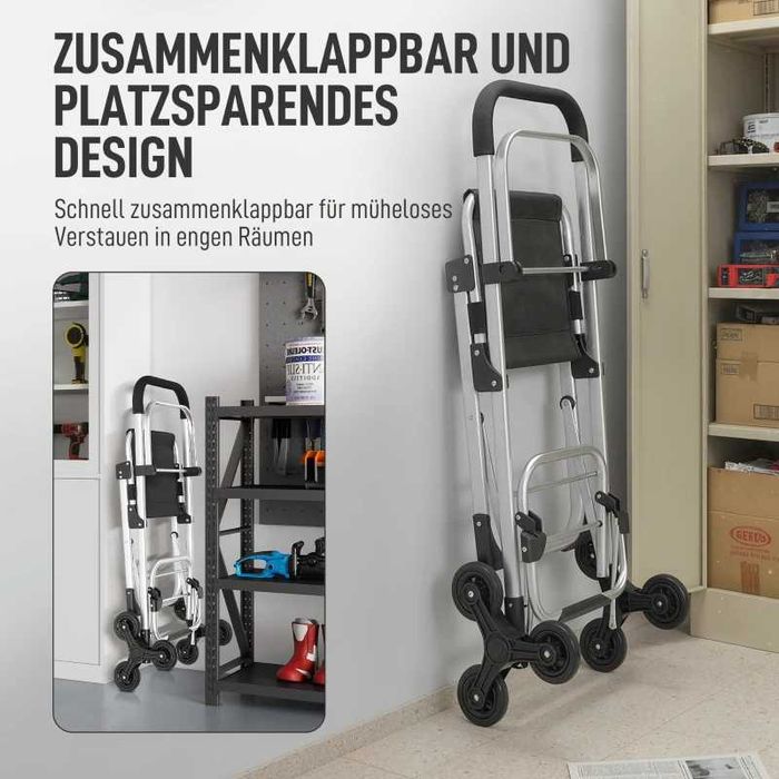 Пазарска количка HOMCOM, 40л чанта Oxford, дизайн с 3 колела