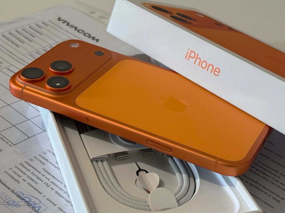 Бартер! НОВ! 24м.Гаранция! iPhone 17 Pro Max Cosmic Orange (Oранжев) 10 Цикъла.