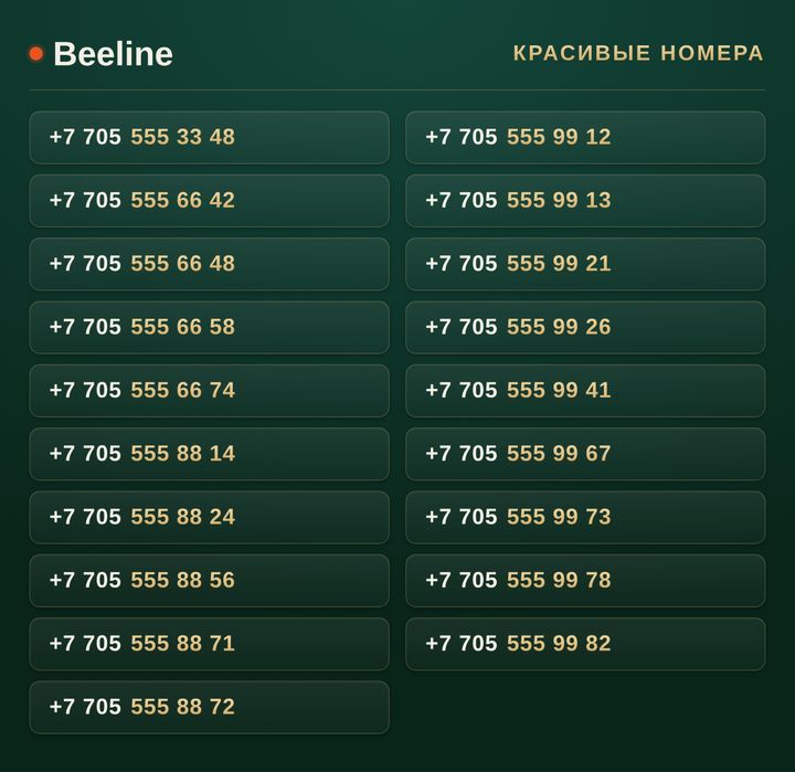 VIP номера Beeline / Красивые номера