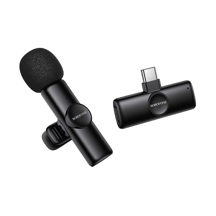 Microfon Lavalieră Wireless Borofone Winner BFK16, USB-C, Omnidirecțional, Anulare Zgomot ENC, Plug&Play, Negru