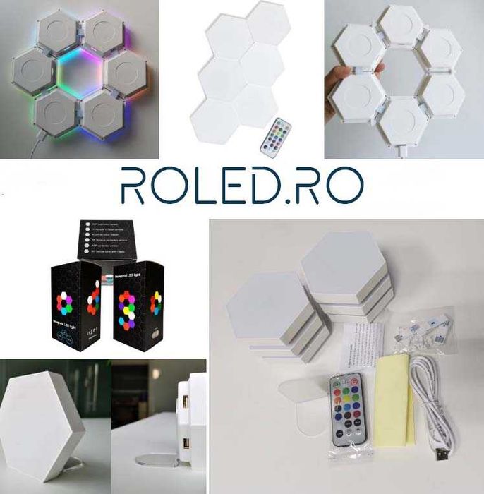 Set 6 panouri luminoase hexagonale, Roled®, Actionare touch