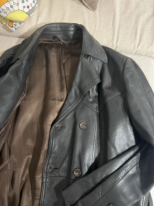 Geacă bărbați, lungă din piele