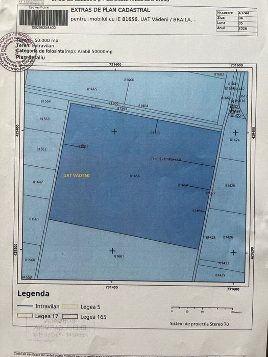 Vand teren agricol extravilan Vadeni, Braila
