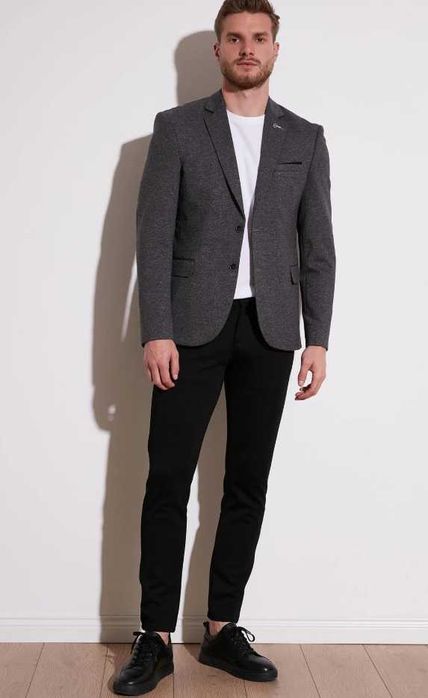 Sacou blazer 50 L premium slim Strellson lana respirabila moale gri