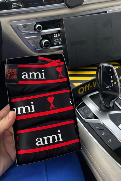 Boxeri Calvin Klein , set de 3 bucăți,  negru cu bandă logo roșu- L