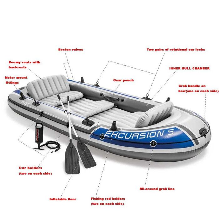 Лодка 5 местный размер Intex-366х168х43 см max-600 кг Доставка бесп