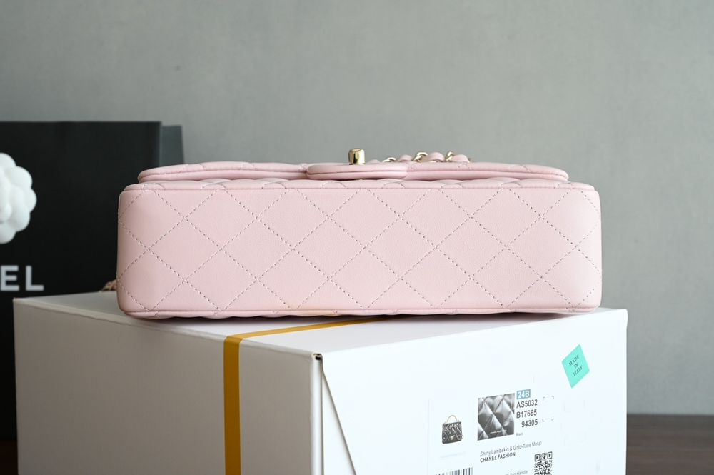 Geanta Chanel classic 25cm, roz pudrat, tip Premium