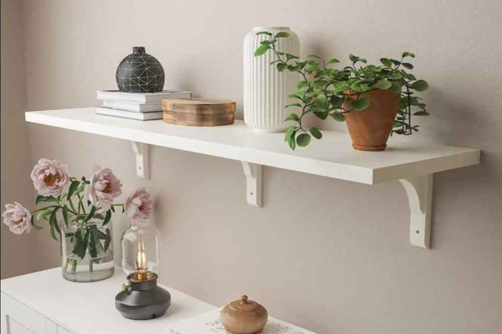 Set 2 polite albe de perete 100 cm x 15cm