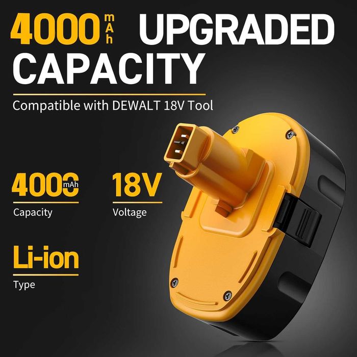 2 броя Ni-MH батерии 4000mAh, Dewalt 18V DC9096 DE9098 DE9503 DW9096