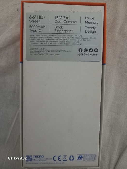 Tecno 2023 Go karobkasi