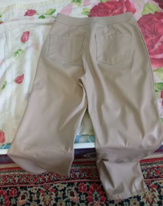Кожаные брюки экокожа бежевые