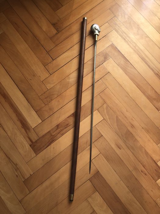Baston austriac cu sabie interioara,maner metalic cap Franz Josef