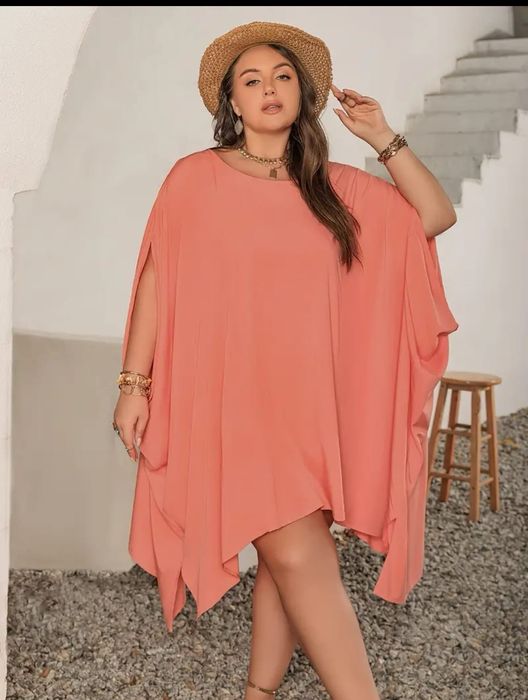 Дамска туника цвят праскова 4XL