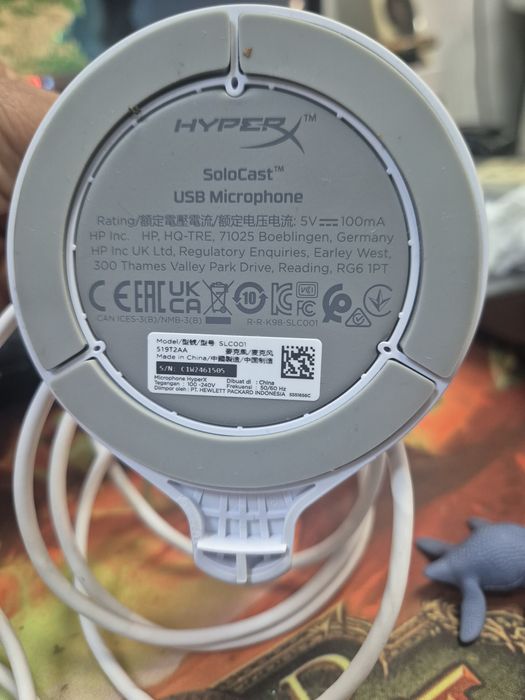 HyperX Microfon USB SoloCast - Ediție albă pentru streaming