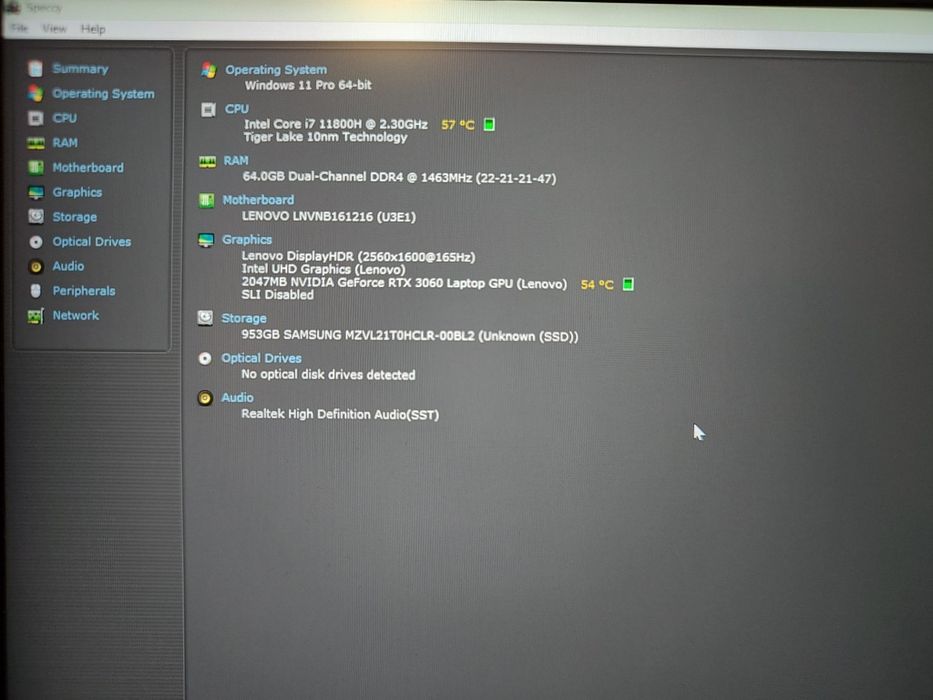 Laptop Gaming Lenovo Legion 5 Pro 16ITH6H  i7-11800H 64GB Ram RTX3060