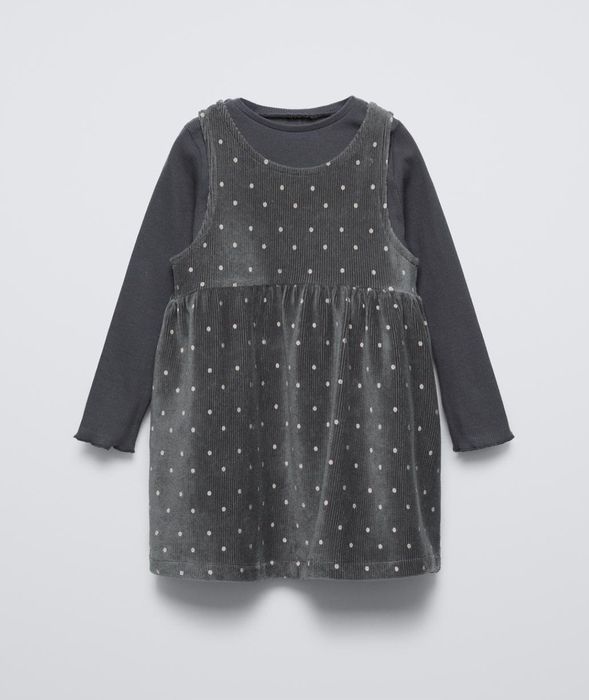 Роклички гащеризон Zara размер 110 см в сиво