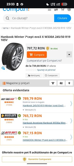 245/50R19 Hankook 6,6-6,3mm 2020 stare perfecta