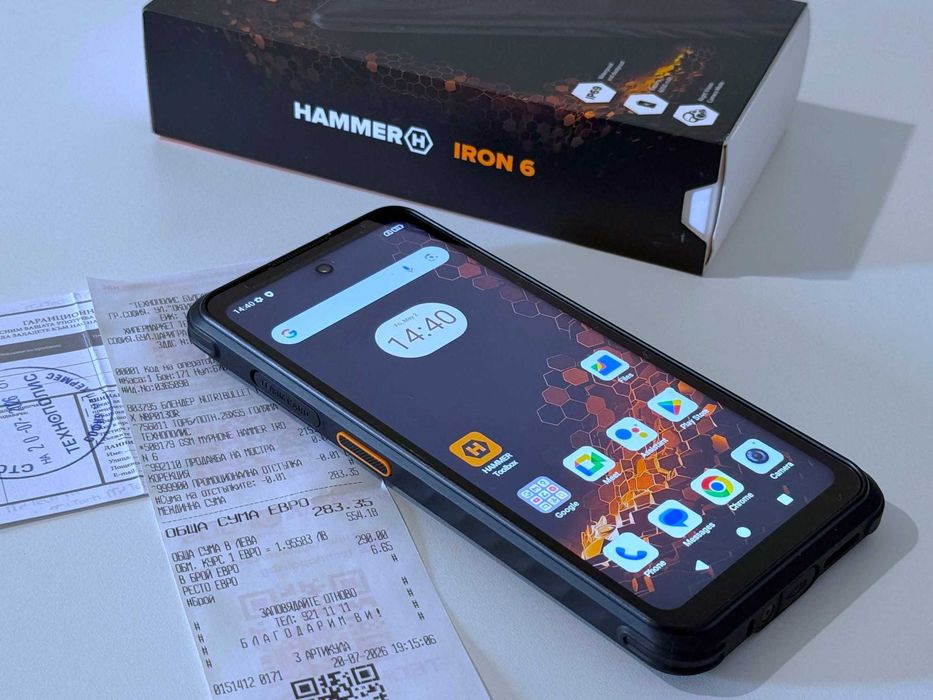Бартер! НОВ! 24м.Гаранция! Hammer Iron 6 128/6GB Black (Черен) 6050 mAh