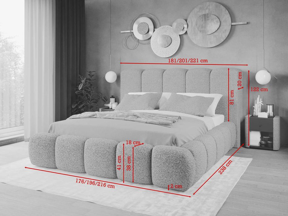 Pat Tapitat Noel Crem - Velluto 2 cu somiera fixa