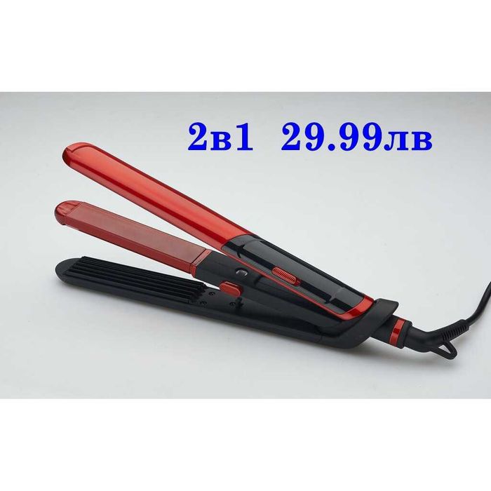 ПРОМО! Керамична преса за изправяне на коса Маша вафли къдрици 2в1 3в1