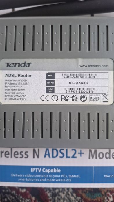 TENDA W300D ADSL router Wi-Fi