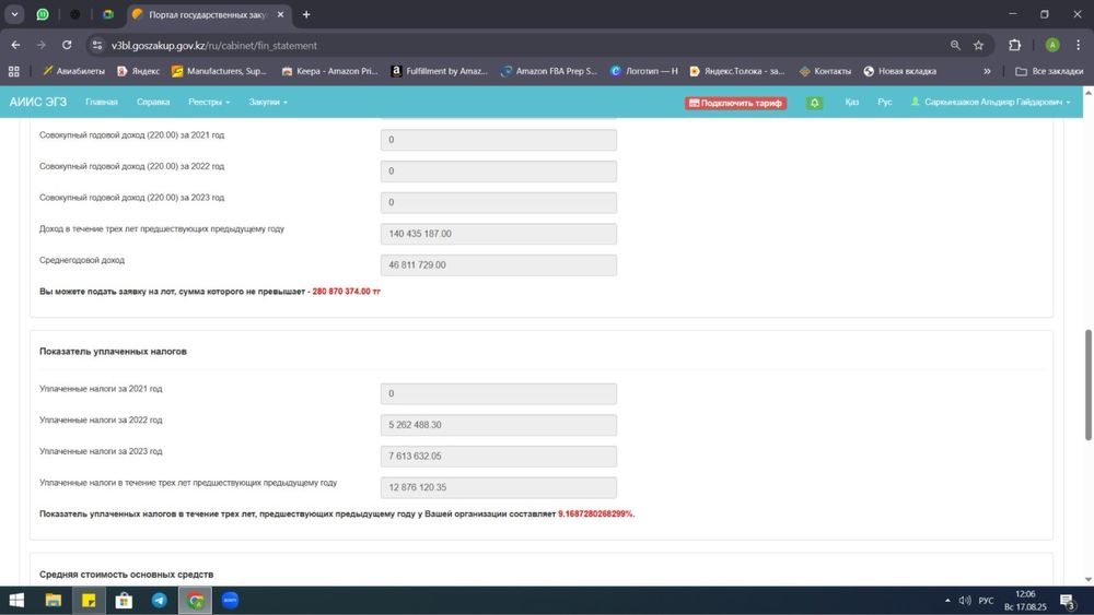 Продам ТОО для тендеров