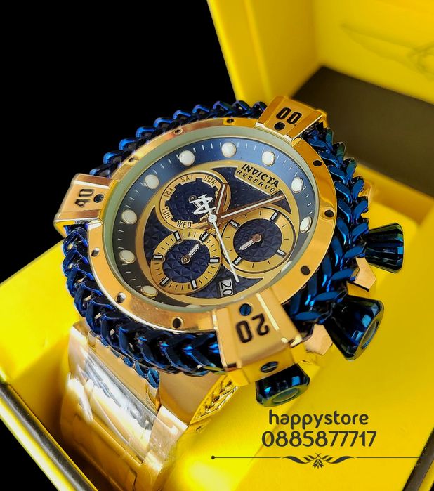 часовник INVICTA Hercules Gold and Blue 56 mm, Инвикта нов