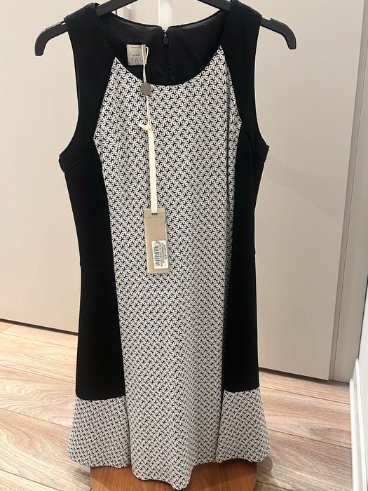 Луксозна Рокля Pinko Milano Черно Бял Контраст