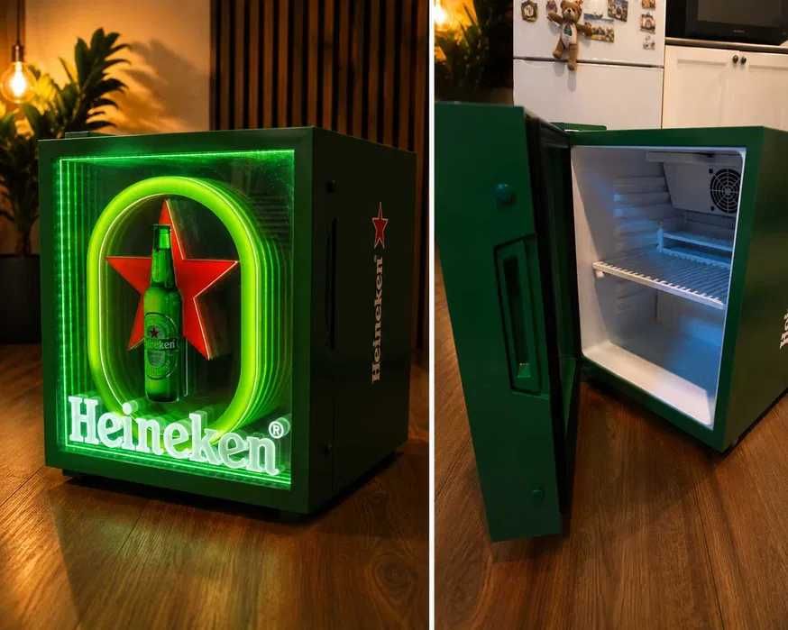 Mini vitrina frigorifica Heineken, ideala pentru meciuri vizionate cu prietenii