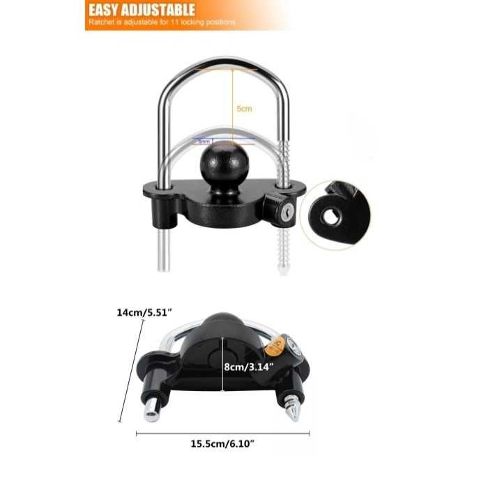 Универсален катинар за теглич с топка, За каравани и ремаркета