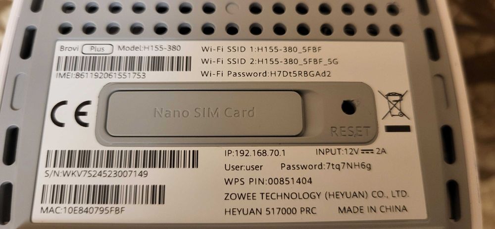 Huawei H155-380 5G Router WiFi 6 fuctional blocat in retea Danemarca