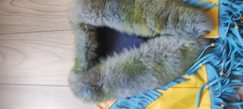 Елек естествена кожа с яка лисица