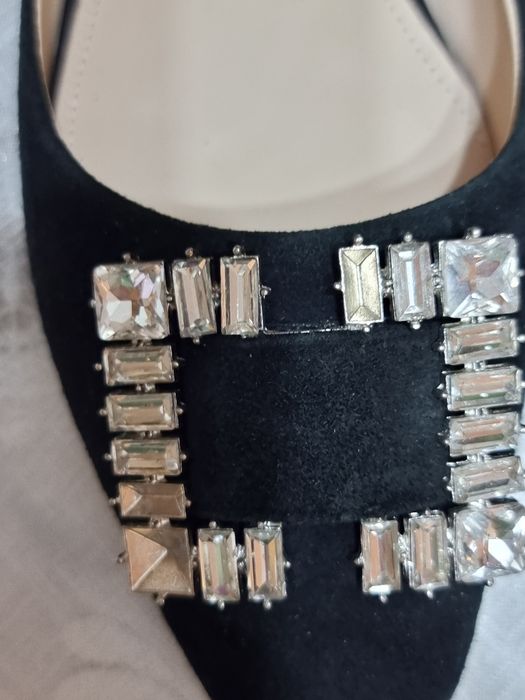 Pantofi dama din piele intoarsa negri marimea 40