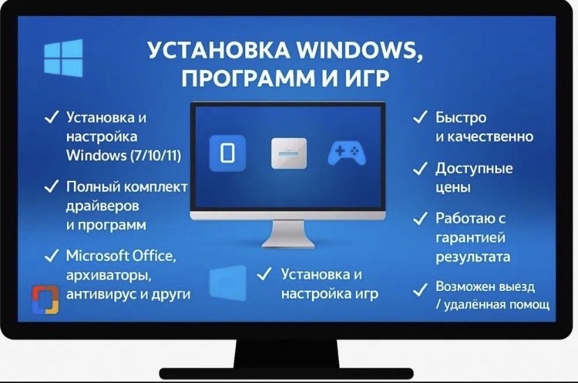 Услуги программиста, установка Windows, ремонт ноутбуков
