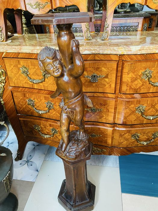 Piedestal Vintage Coloana Suport Lemn  Masiv