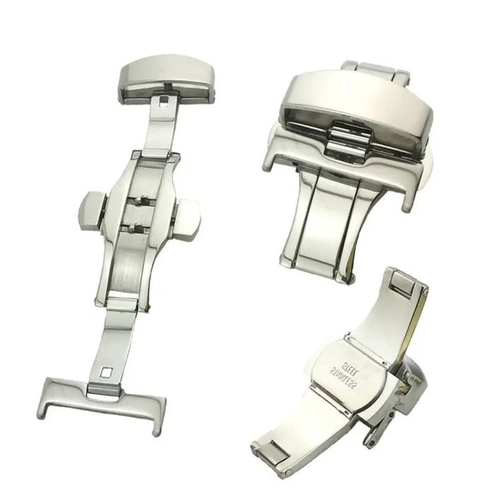 Застёжка, пряжка-бабочка из нержавеющей стали и РЕМЕШКИ, на 20 мм.