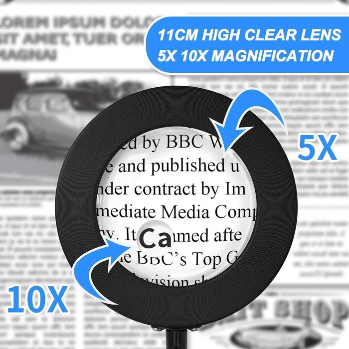 Подова лампа с лупа 5X 10X лупа със светлина с 3 цветни режима