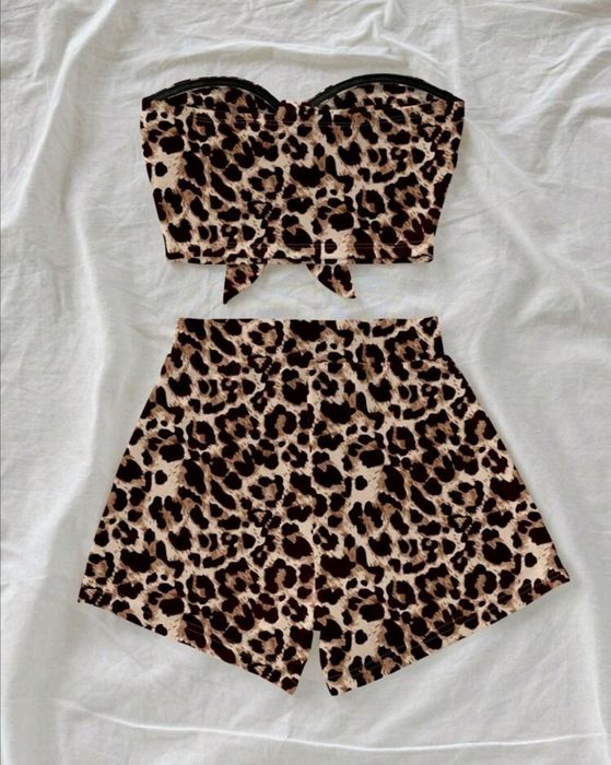 Секски леопардов принт, ретро стил, ежедневен ваканционен стил,