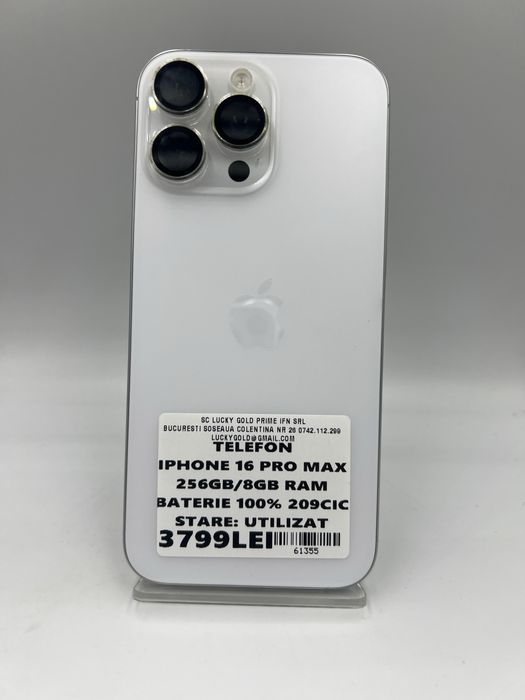 Iphone 16 Pro Max 256Gb / 100%Baterie 209cicluri Garantie Amanet Lucky Gold Colentine #61355