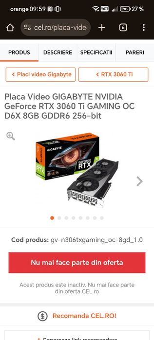 Placa Video gigabyte nvidia geforce rtx 3060 ti gaming