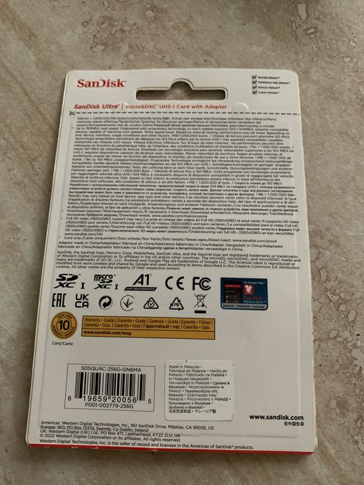 MicroSDXC Sandisk Ultra si Hama Memory Fast 256 Gb