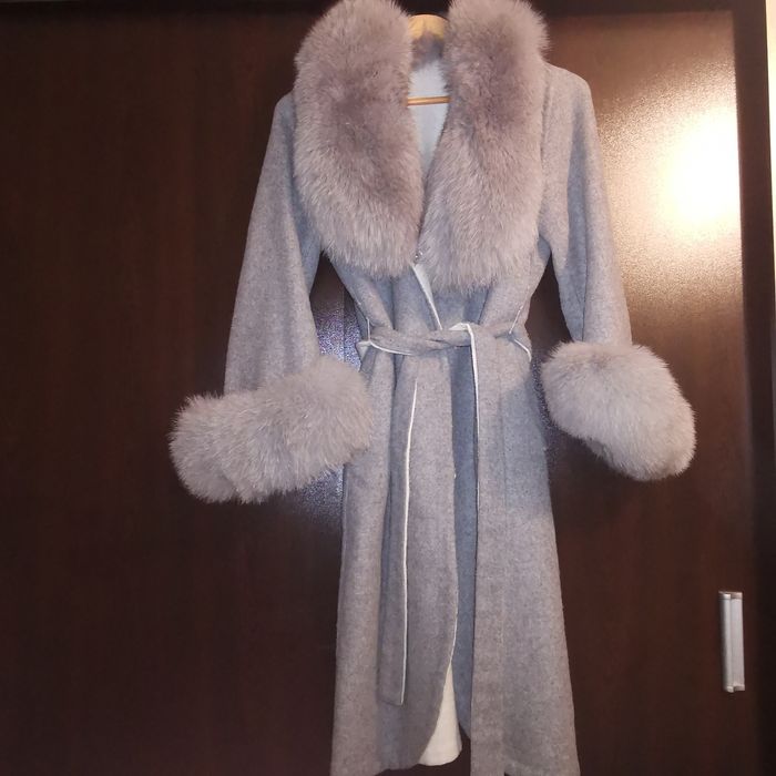 Дамско палто алпака и лисица