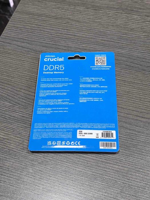 НОВА RAM памет Crucial 32GB DDR5 5600MHz UDIMM CL46